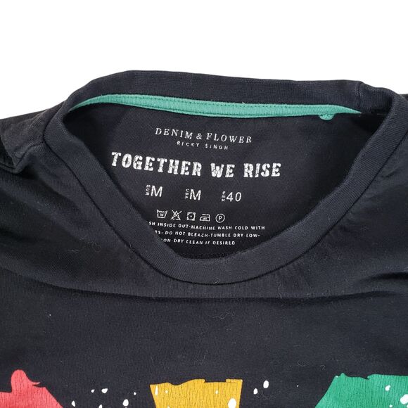Denim & Flower Ricky Singh Together We Rise Shirt Mens Medium Black Crew Neck - Picture 4 of 6